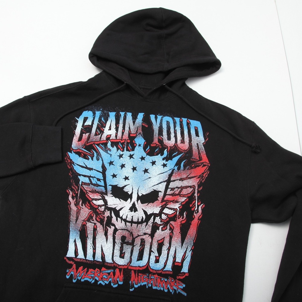 WWE Authentic American Nightmare Claim Your Kingdom Skull Graphic Hoodie Men's M